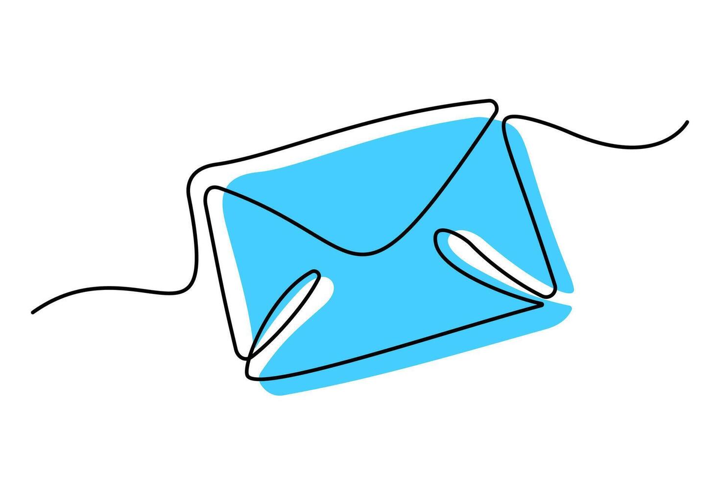 Abstract blue envelope design with a continuous line art style, representing email, communication, or messaging. Minimalistic and modern, ideal for illustrating digital correspondence or mail concepts vector