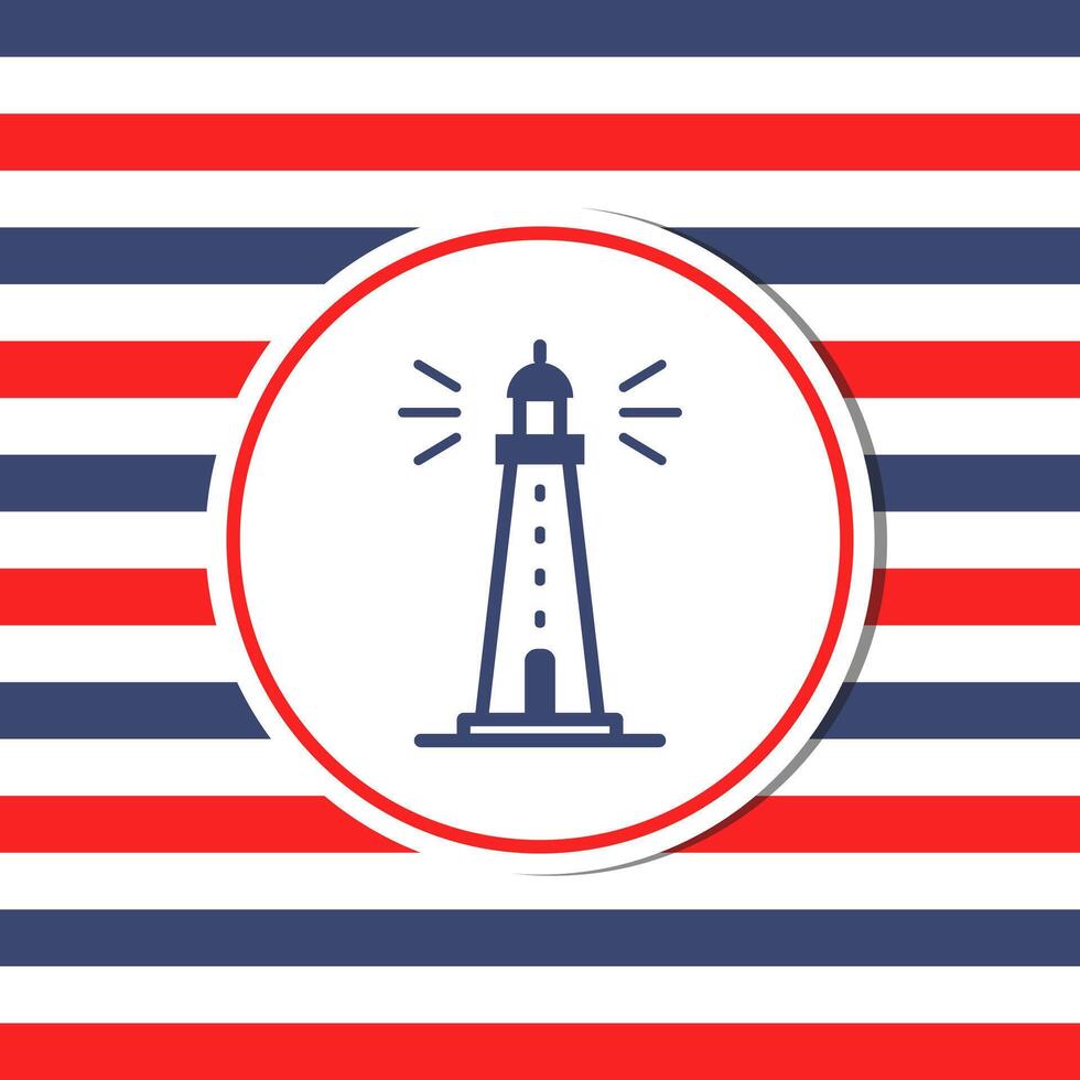 Lighthouse on Navy blue and red stripes texture vector