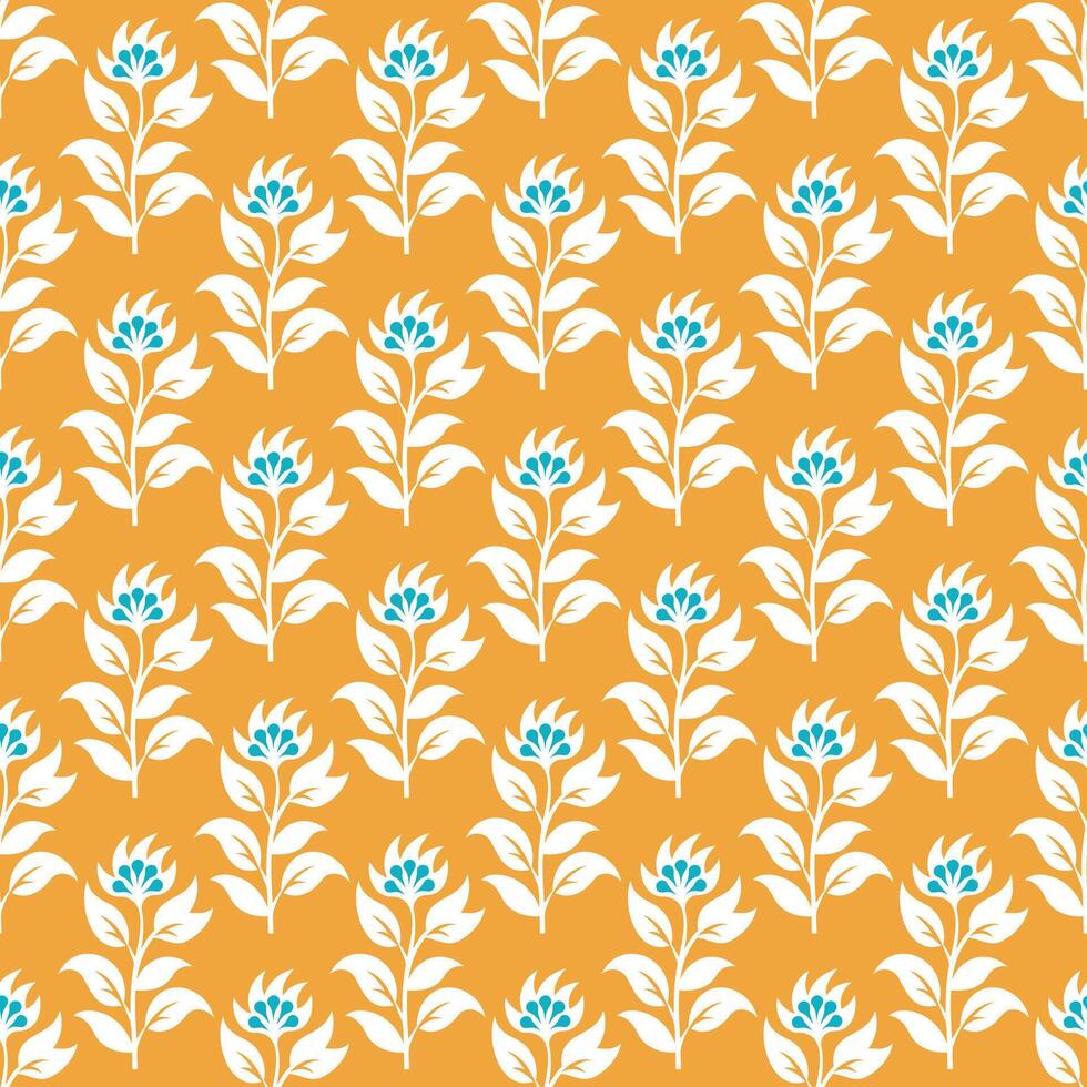 a pattern with white flowers on an orange background vector