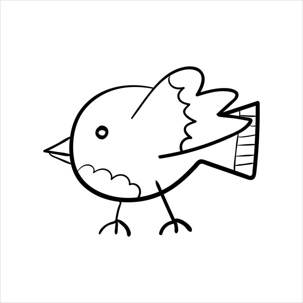 A black and white drawing of a bird vector