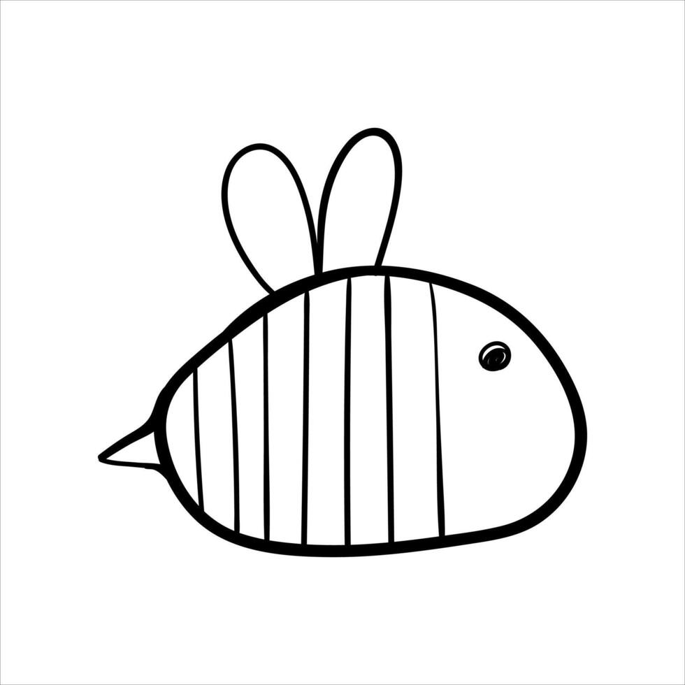 A black and white drawing of a bee vector