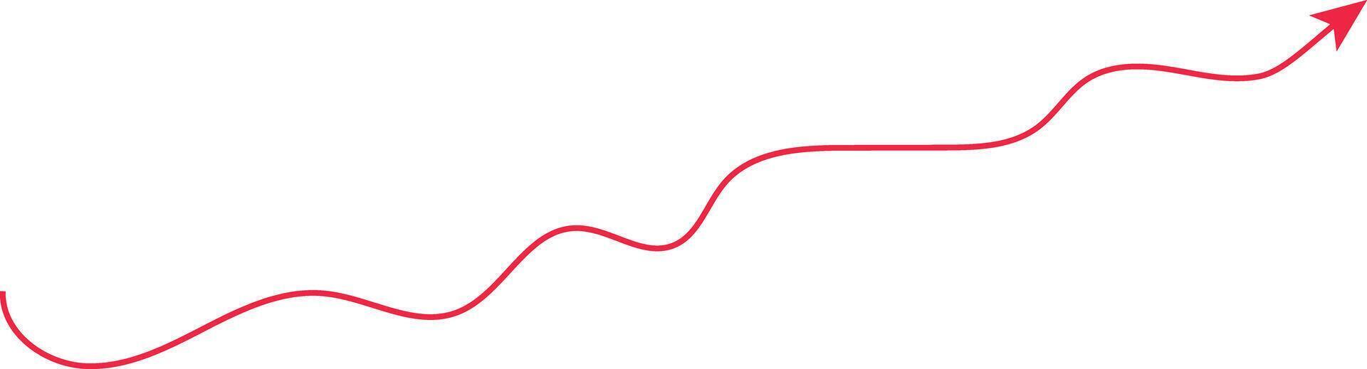 A red arrow is going up on a white background vector