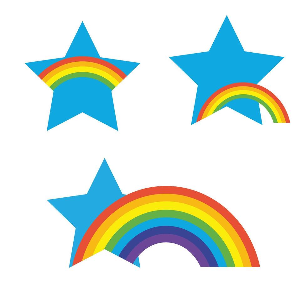 Rainbow star and rainbow illustration vector