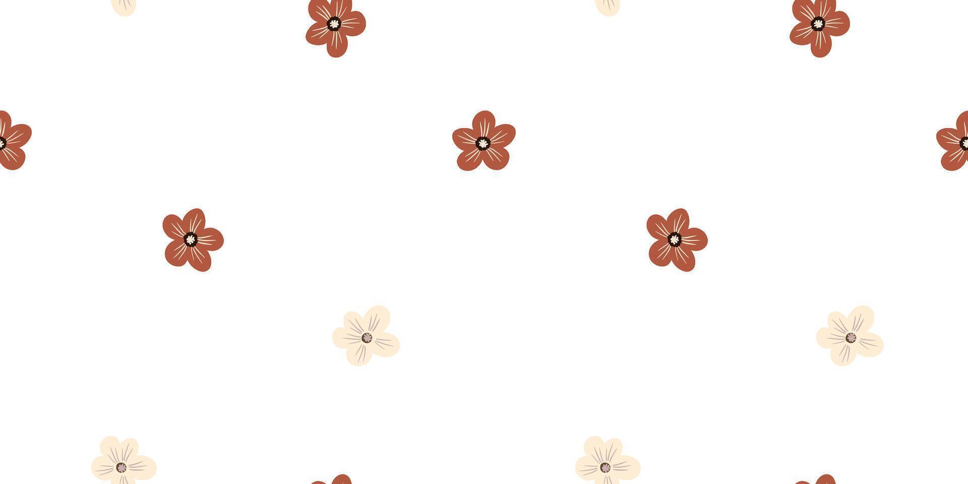 Vintage floral background with red and ivory flowers on white background. Seamless pattern for design and fashion prints.Stock illustration. vector
