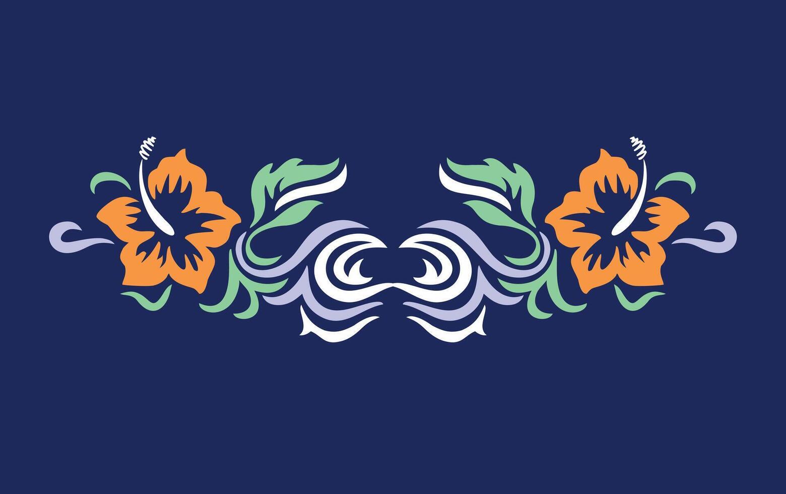 Illustration of hibiscus in graphic style in tribal style composition. vector