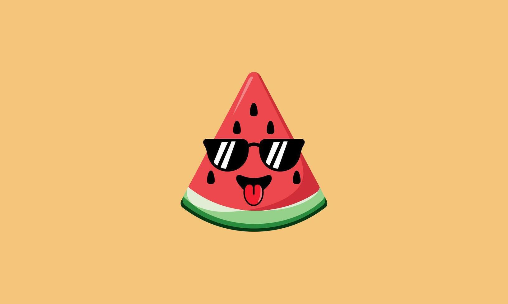 Cool watermelon slice wearing sunglasses and sticking out its tongue. vector