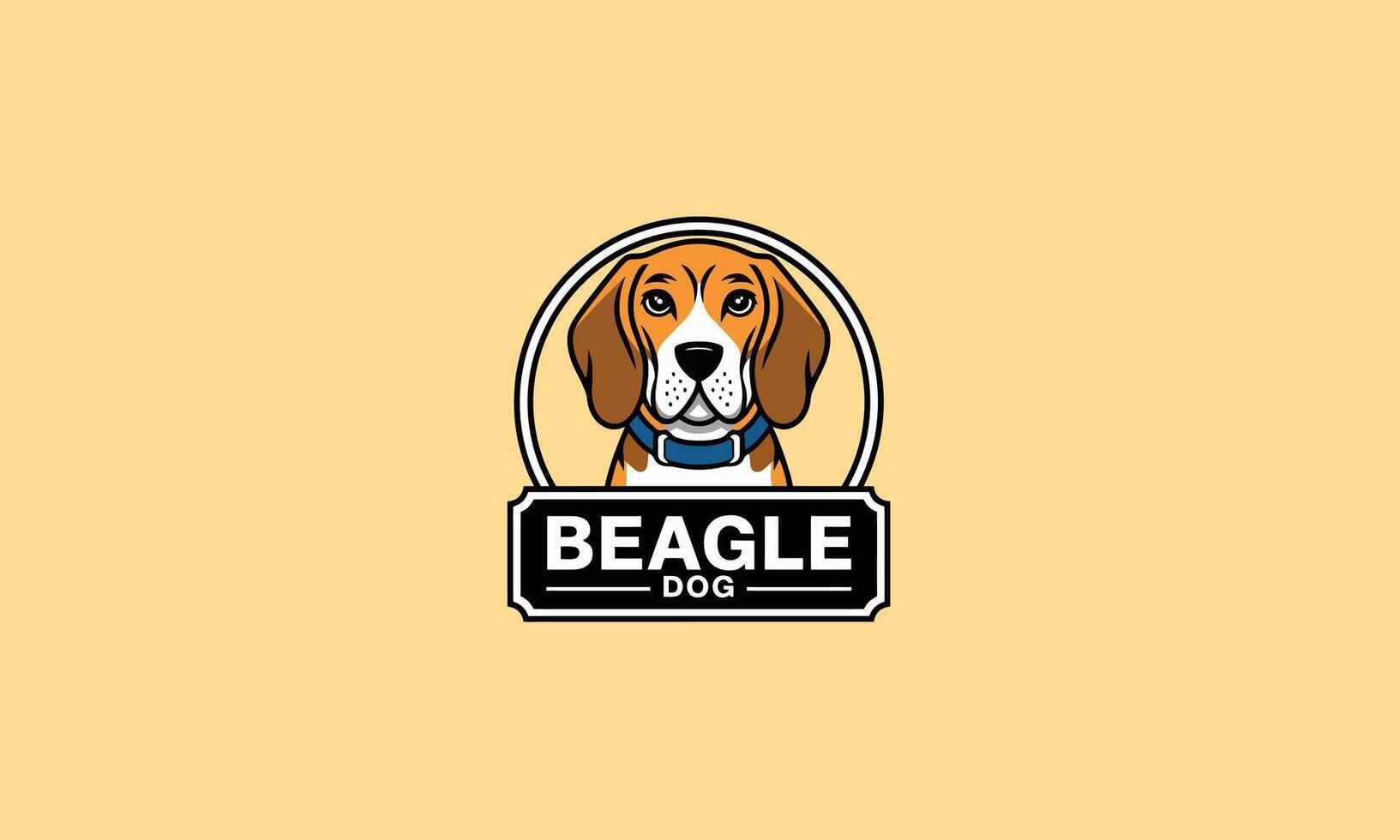 Beagle dog logo with detailed face and collar illustration vector