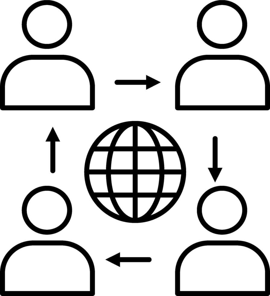 Human interaction group network line icon vector