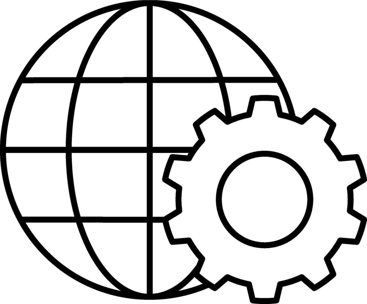 globe with gears icon vector