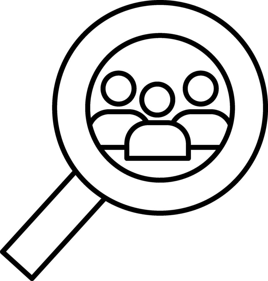 Magnifying with human group line icon vector