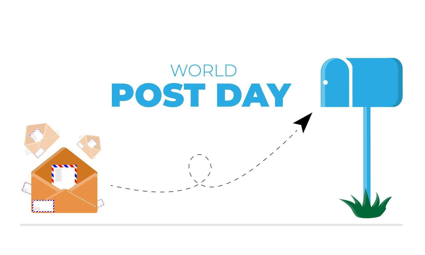 World Post Day Background Which is Celebrated on October 9 with Mail Box, Map, Letter for Greeting, Poster, Profile Photo vector