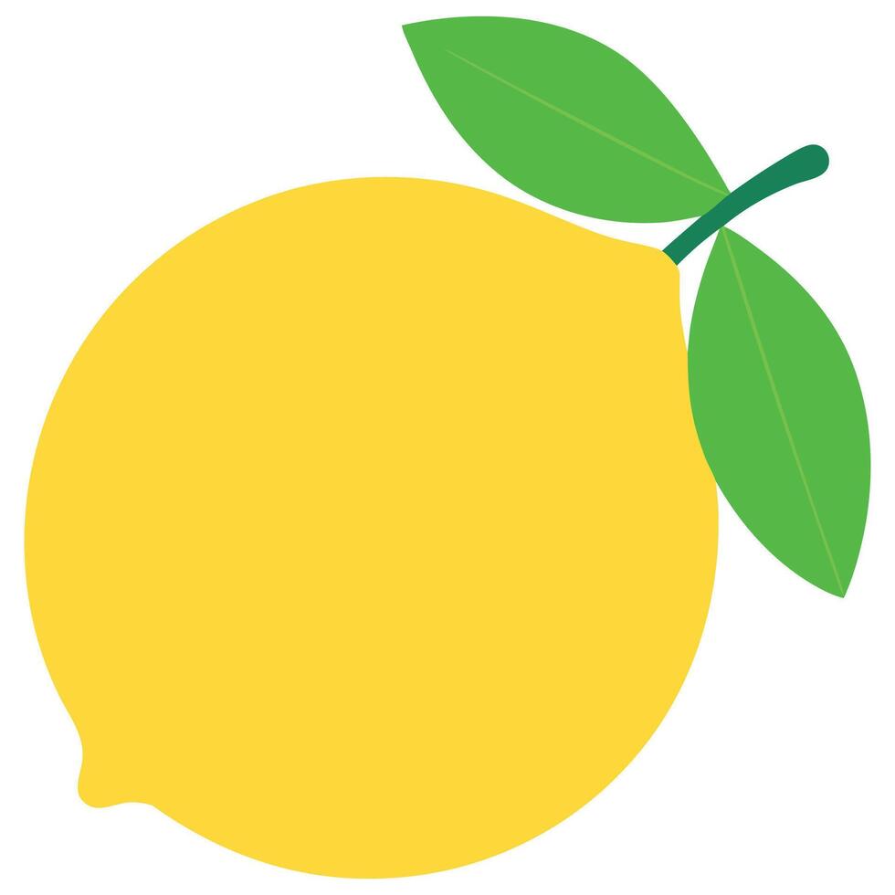 A lemon with green leaves on it vector