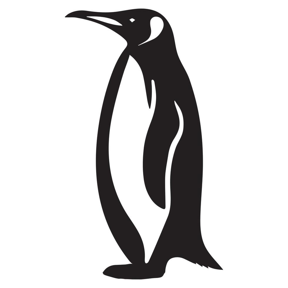 King Penguin Silhouette - Penguin Bird Illustration in black and white vector