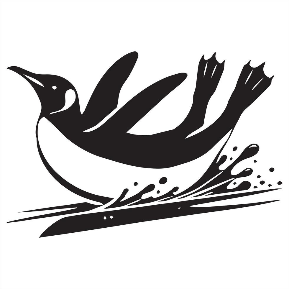 King Penguin silhouette - Penguin Bird Illustration in black and white vector