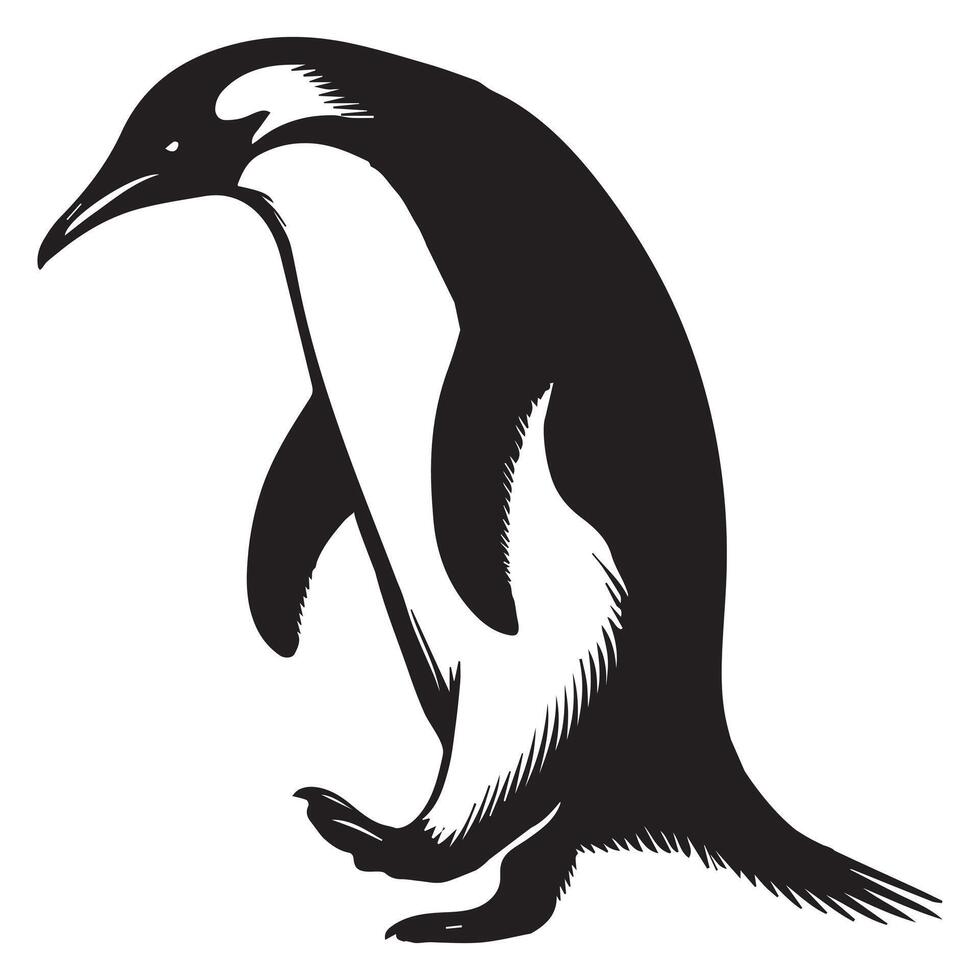Black and White Emperor Penguin - Penguin Bird Silhouette ClipArt vector