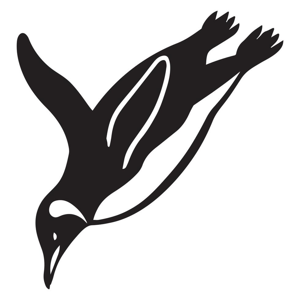King Penguin Silhouette - Penguin Bird Illustration in black and white vector