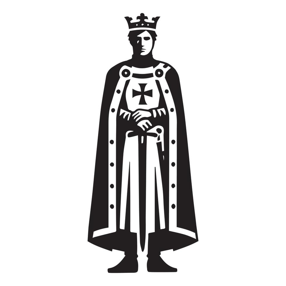 The king of england is standing with a sword vector