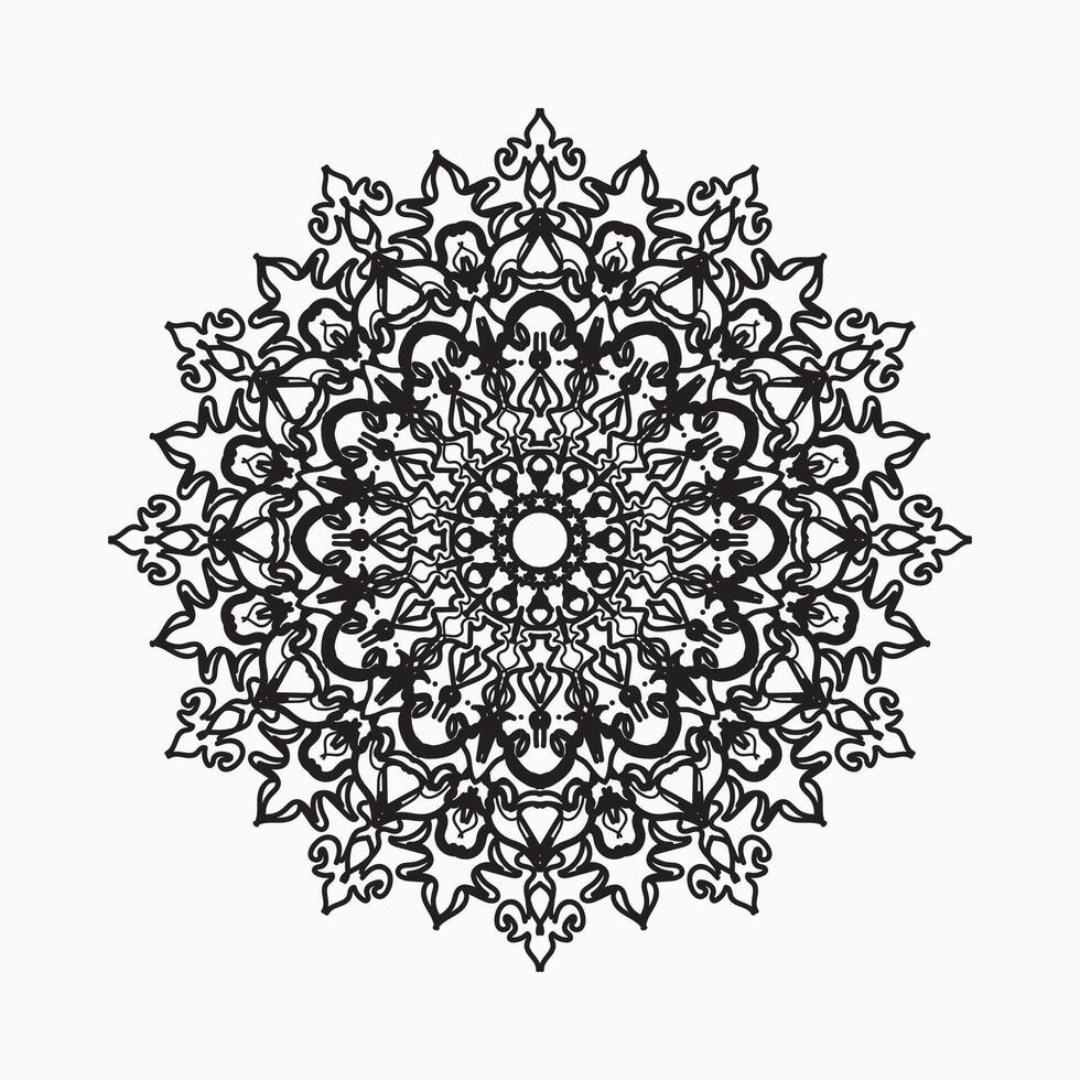 A black and white drawing of a circular design vector