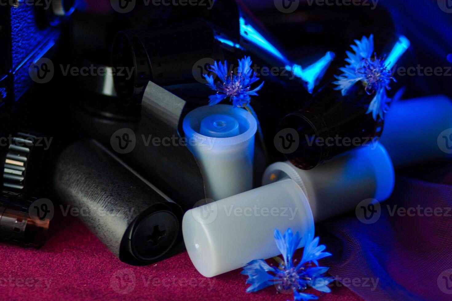 Small tubes with old photographic films photo