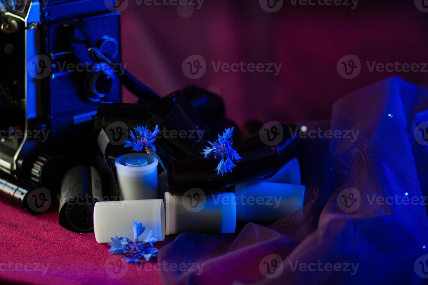 Small tubes with old photographic films photo