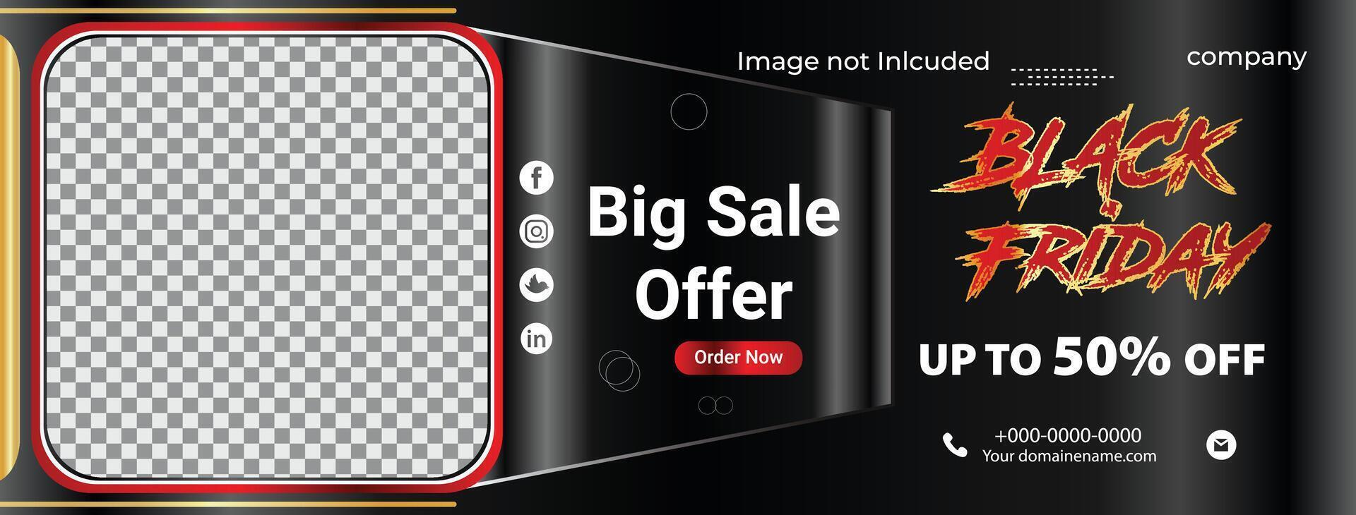 Social Media Banner Cover Black Friday Discount Sale vector