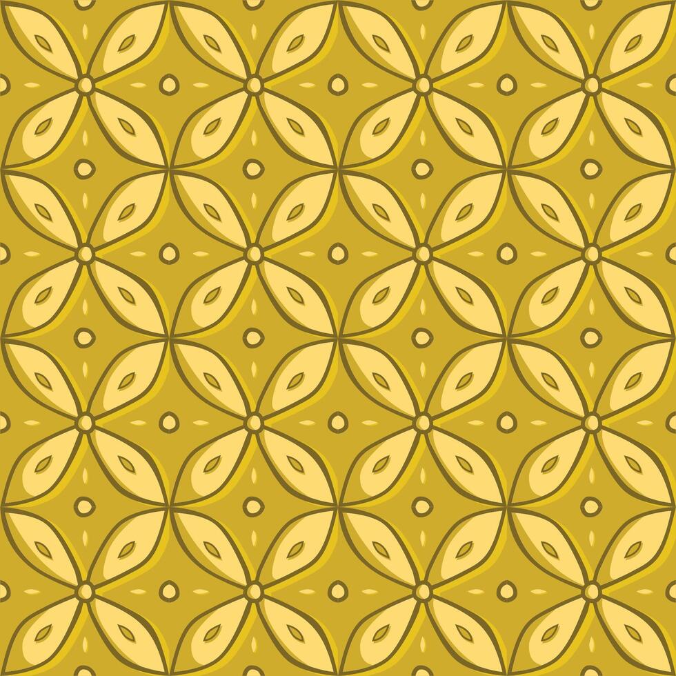 Gold Kawung Batik Pattern, Kawung batik is a typical batik that has a geometric motif in rows. vector
