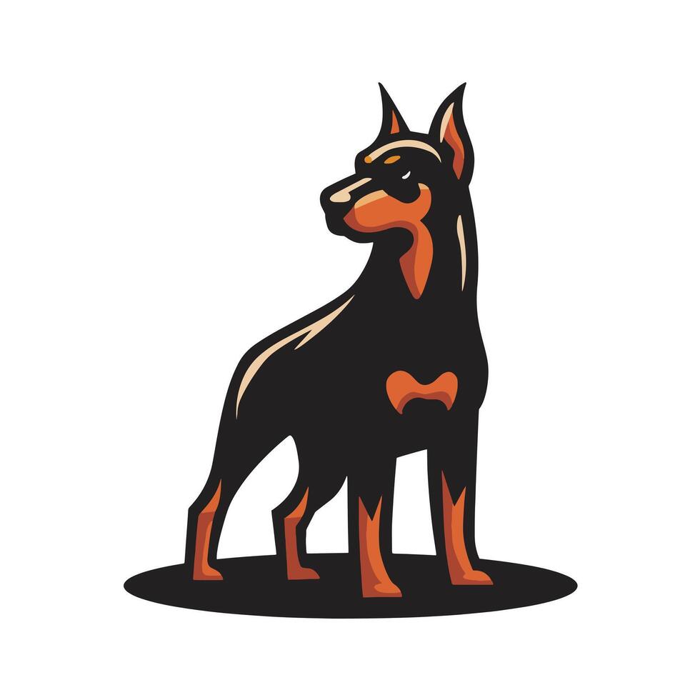 A male Doberman dog, standing proudly looking to the side. Can be used as an illustration, design or logo vector
