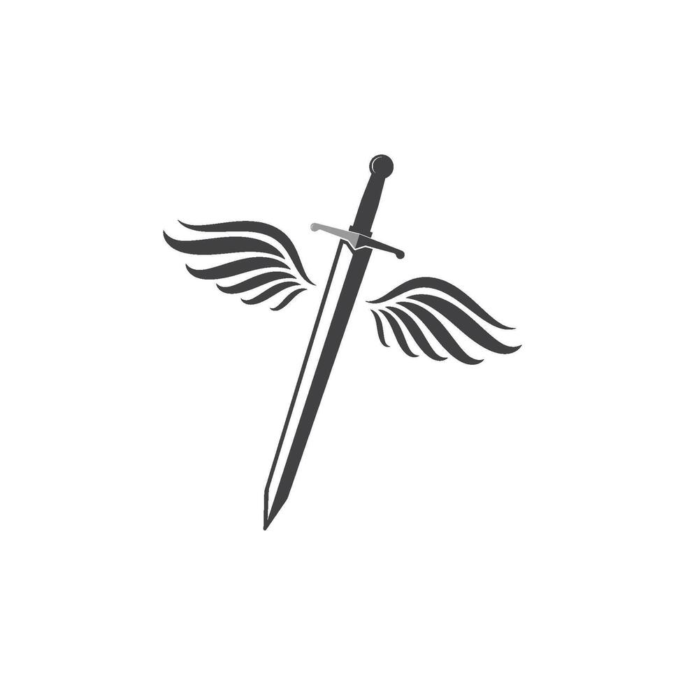 sword with wings logo icon illustration design vector