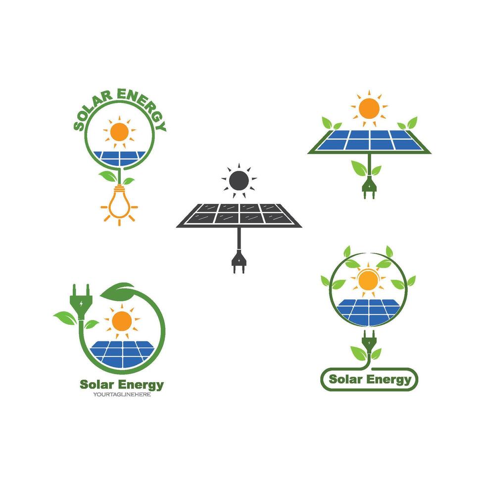solar panel logo icon of natural energy vector
