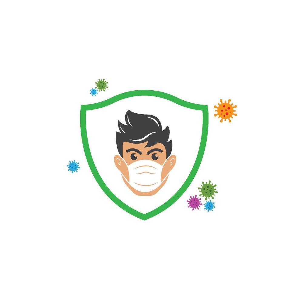 face man using pollution mask vector