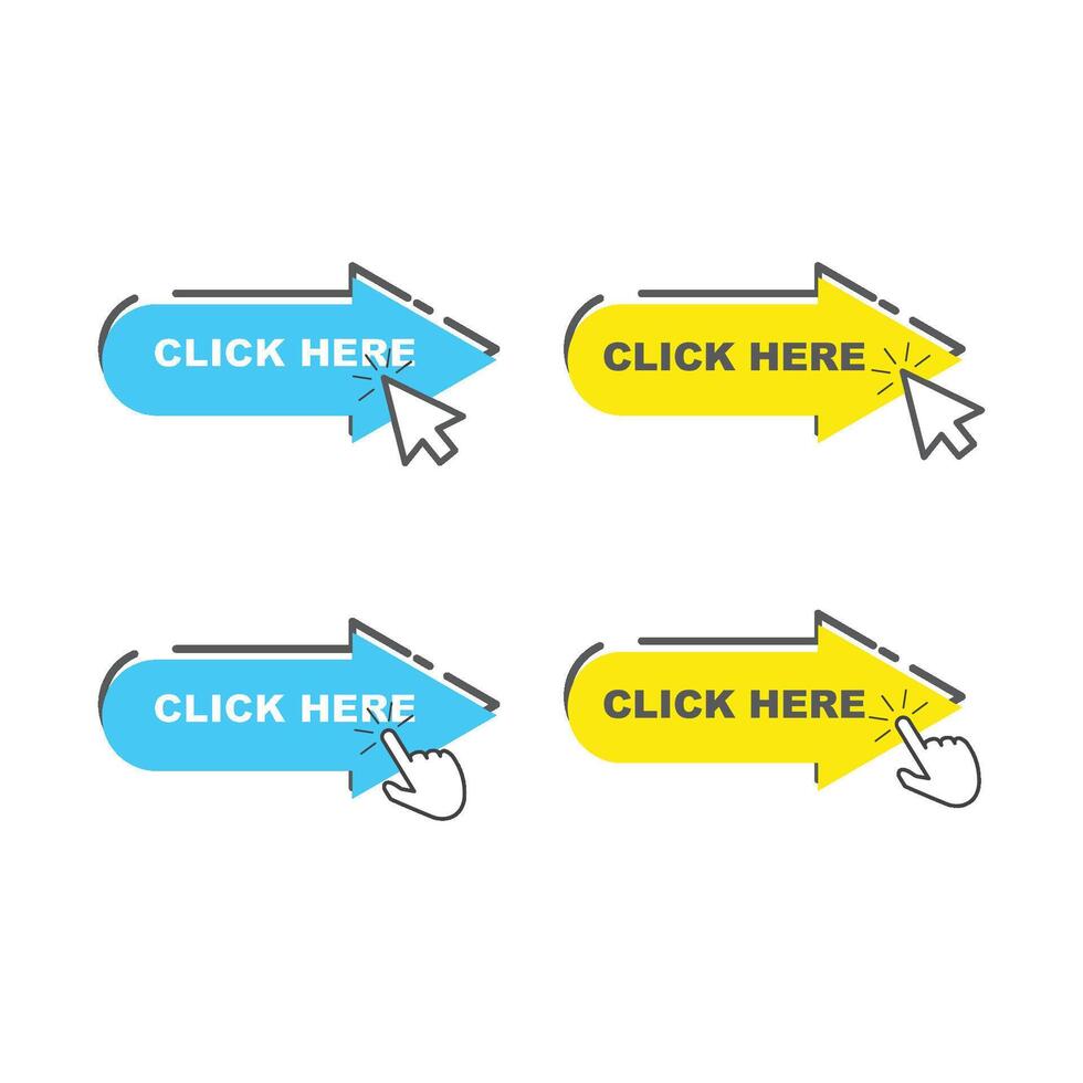 click here cursor for link website illustration vector