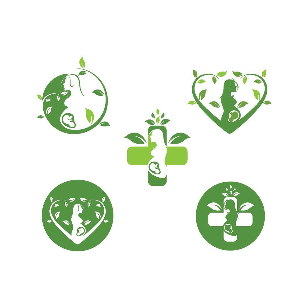 nature beauty pregnant women with leaf icon vector