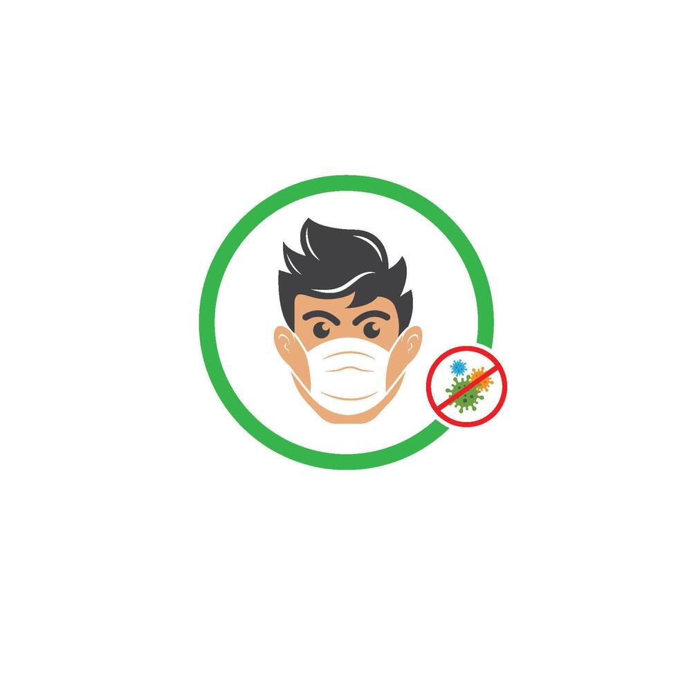 face man using pollution mask vector