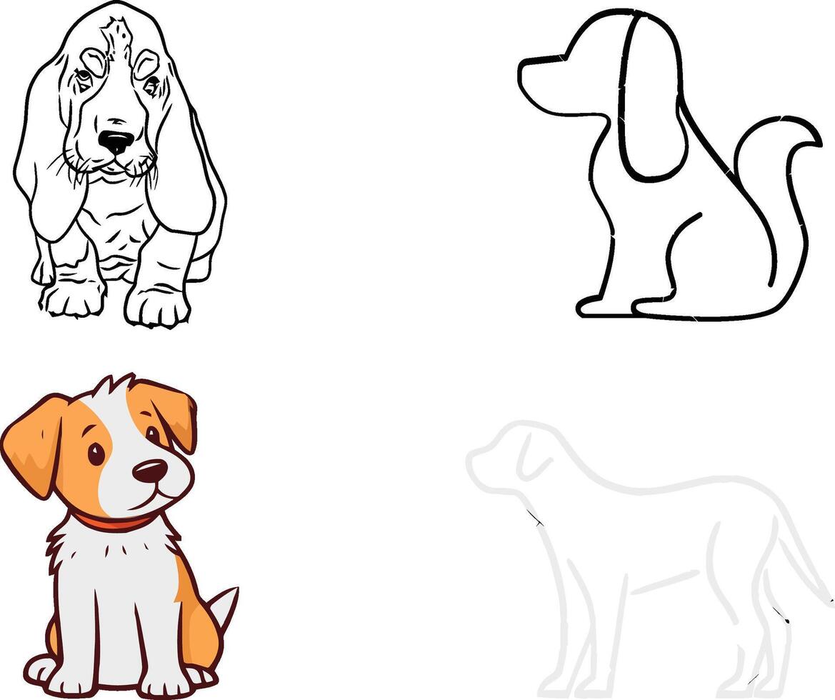 silhouettes of dogs on white background, Dog Silhouette Art vector