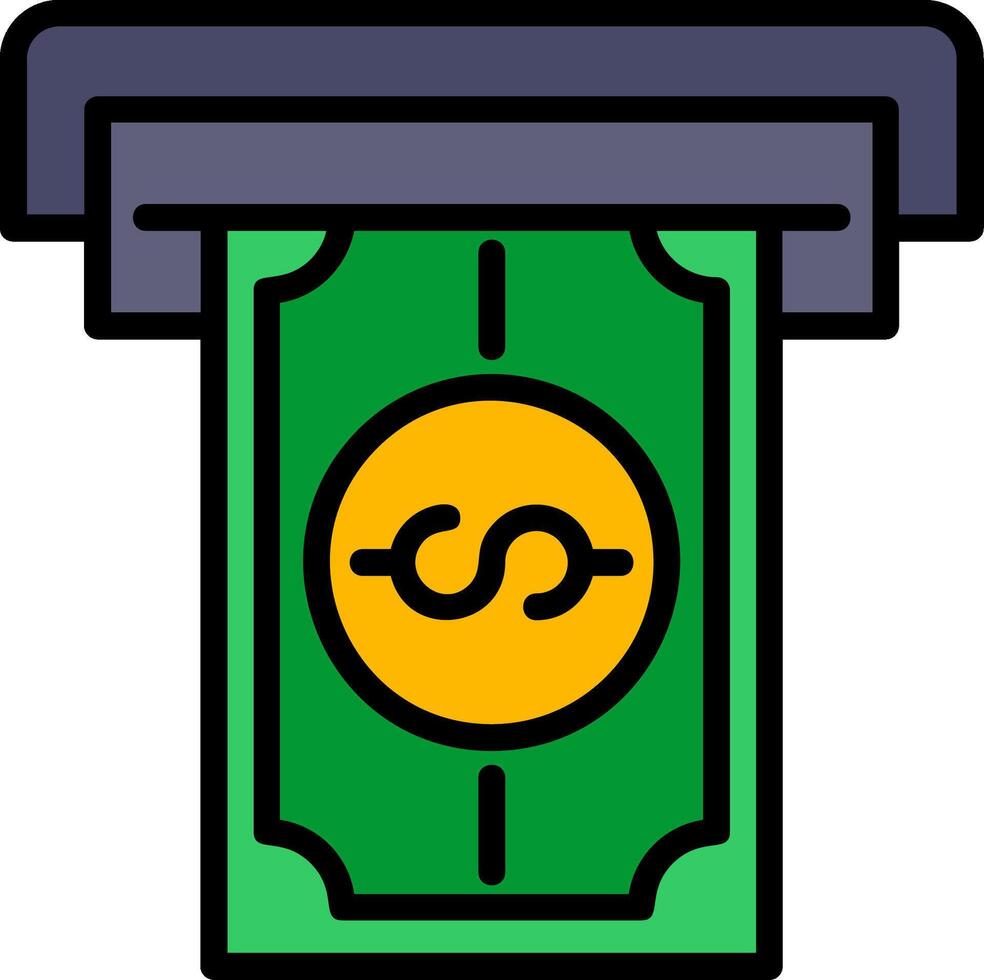 Cash Withdrawal Line Filled Icon vector