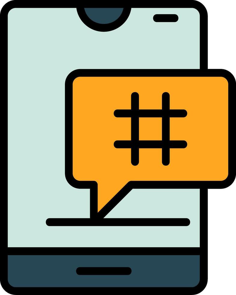 Hashtag Line Filled Icon vector