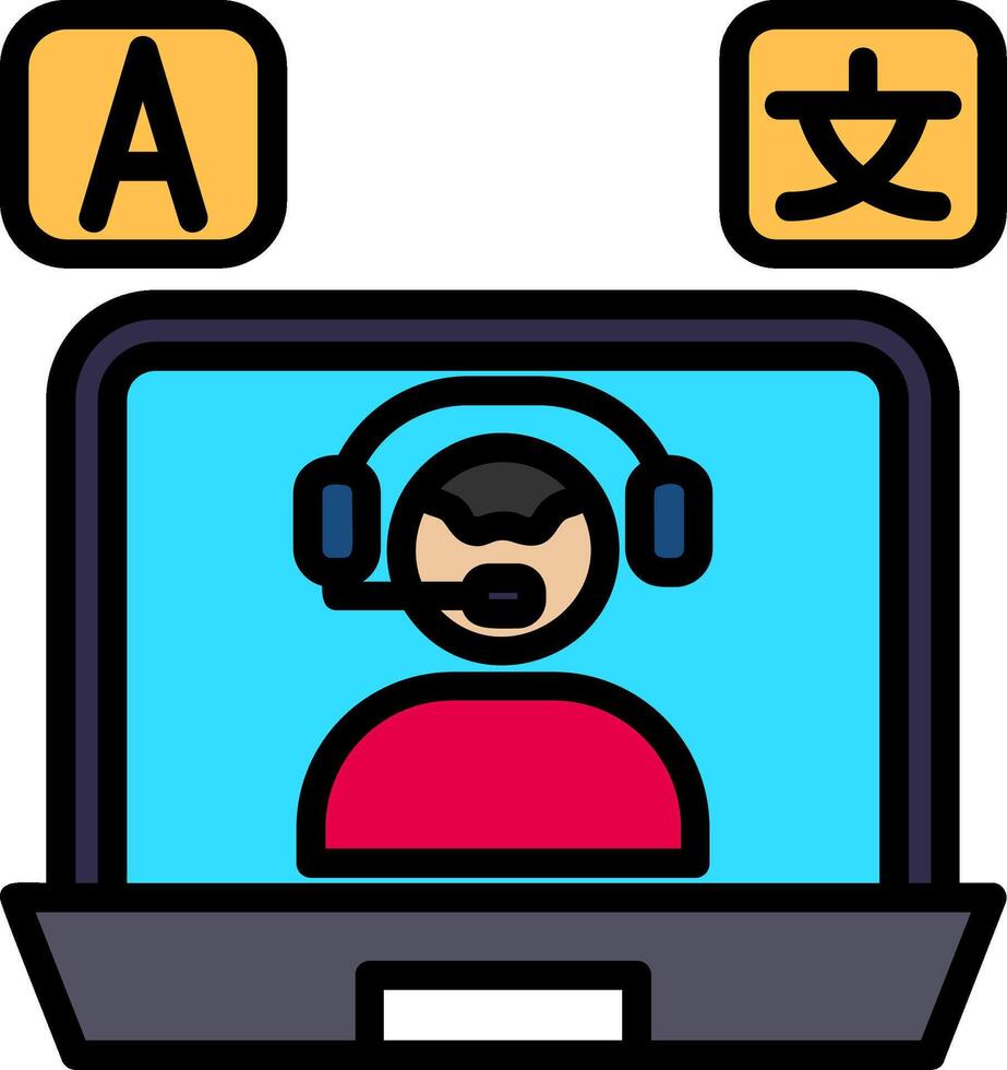 Online Language Teacher Line Filled Icon vector
