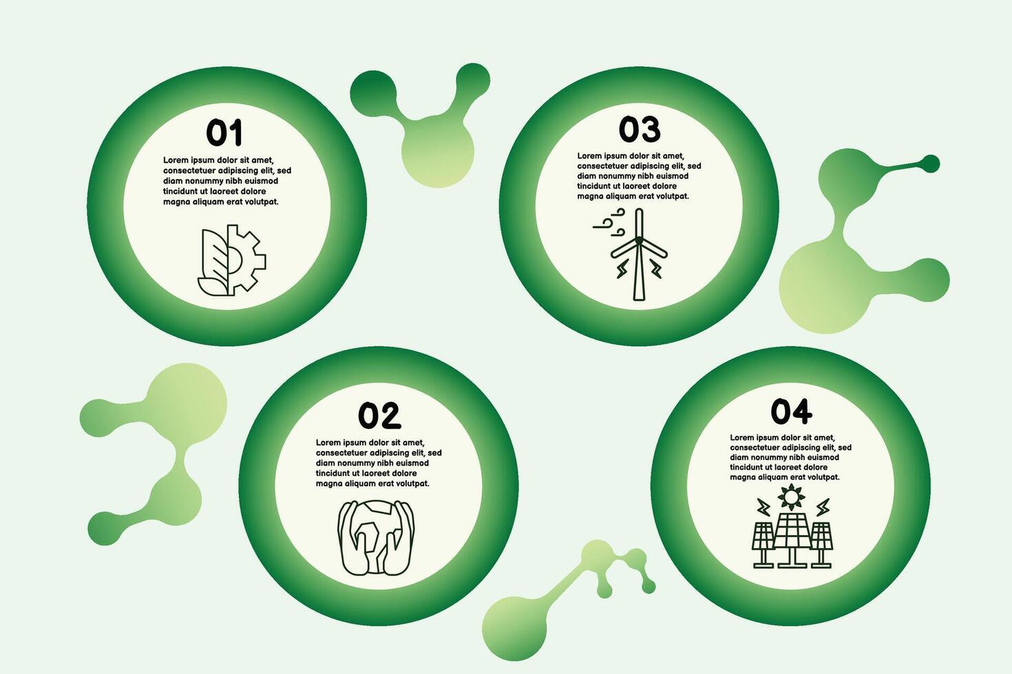 Infographic renewable energy template for energy consumption sustainable information presentation. suare and geometric elements. green modern workflow diagrams. Report plan 5 topics vector