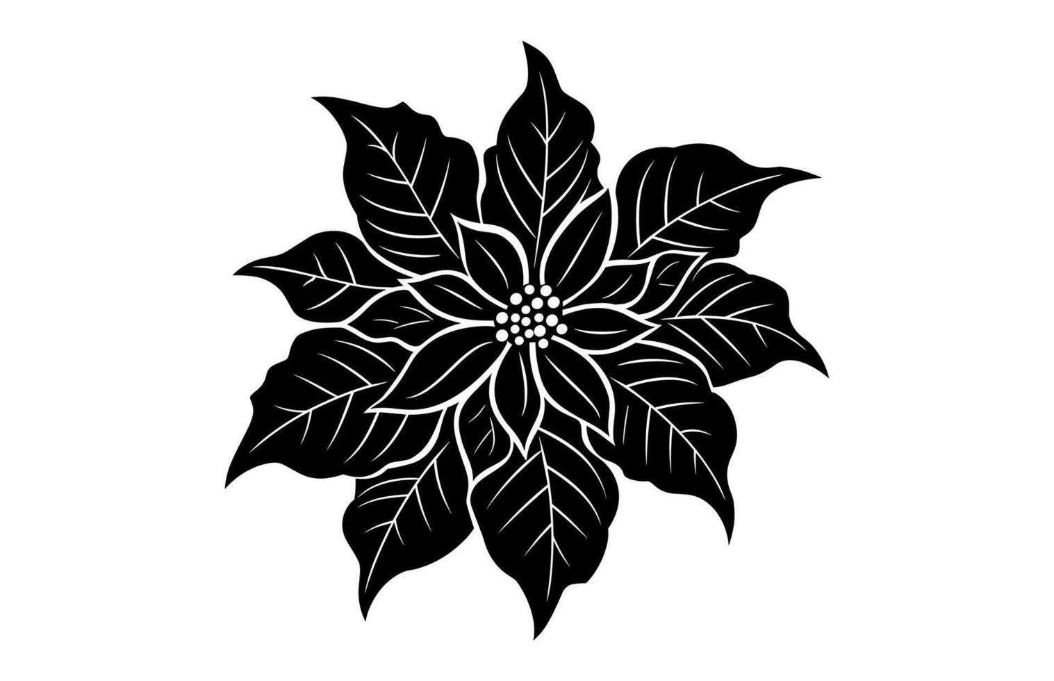 Poinsettia Leaf Black Silhouette vector