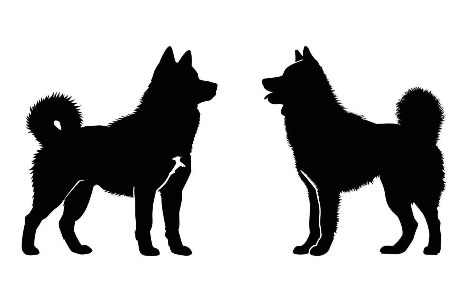 Akita Dogs Silhouette Black Clipart vector