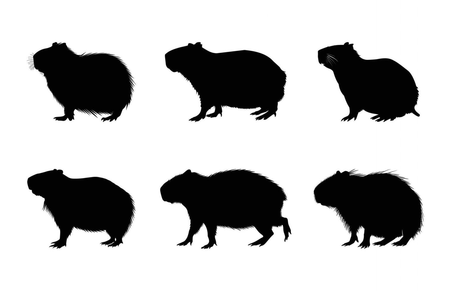 Capybara Silhouette Clipart Bundle vector