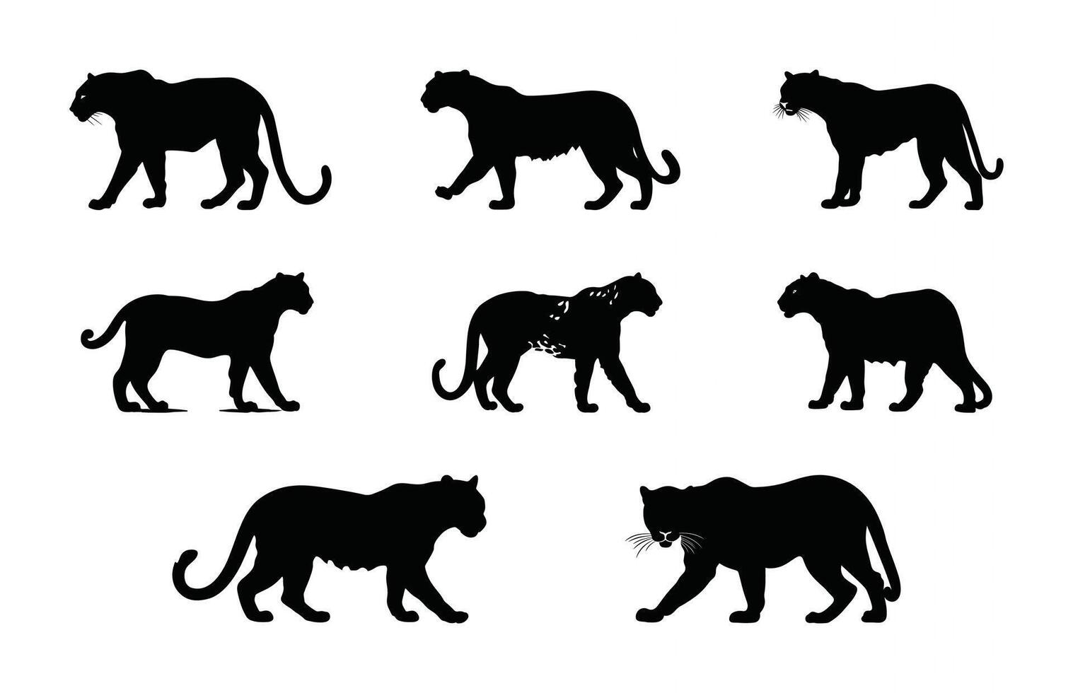 Leopard Clipart Black Silhouette Bundle vector