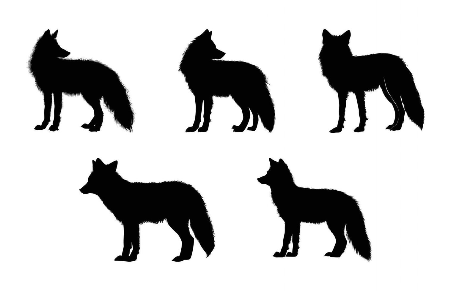 Arctic fox Silhouette Clipart Set vector