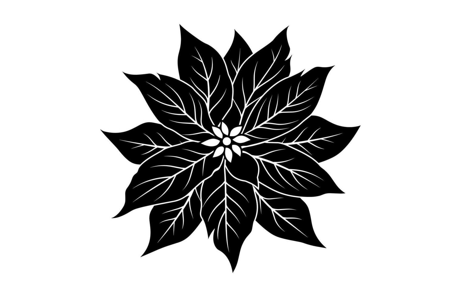 Poinsettia Leaf Silhouette isolated on a white background vector