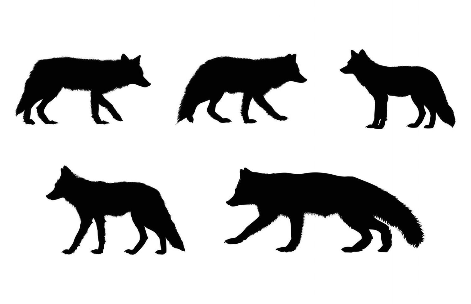 Fox Walking Silhouette Clipart Bundle vector