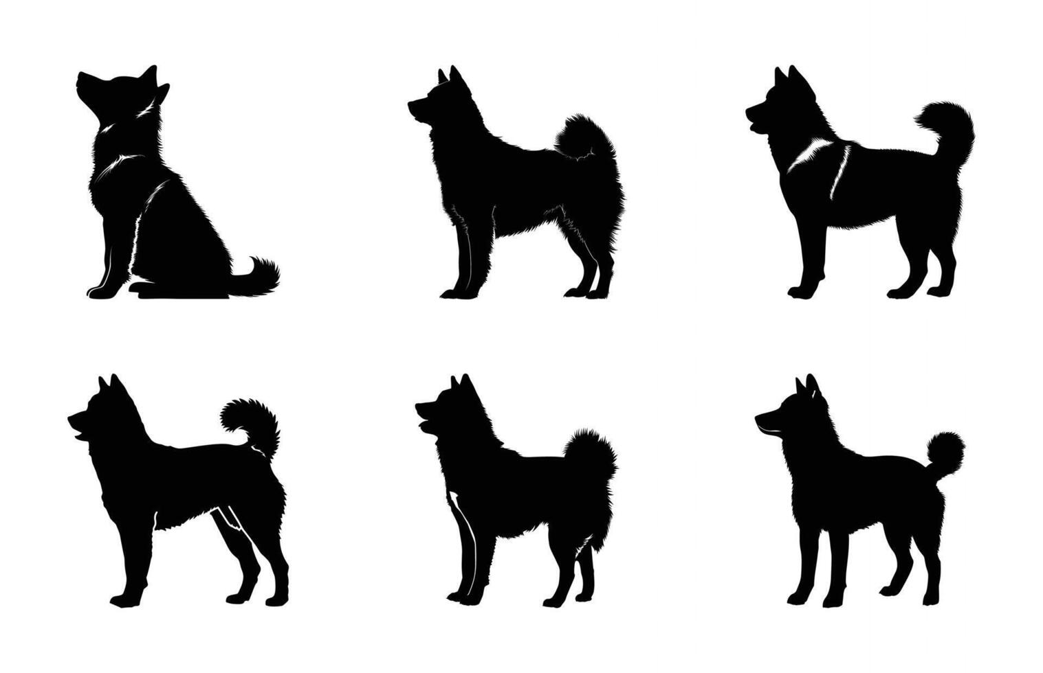 Akita Dog Silhouette Bundle vector