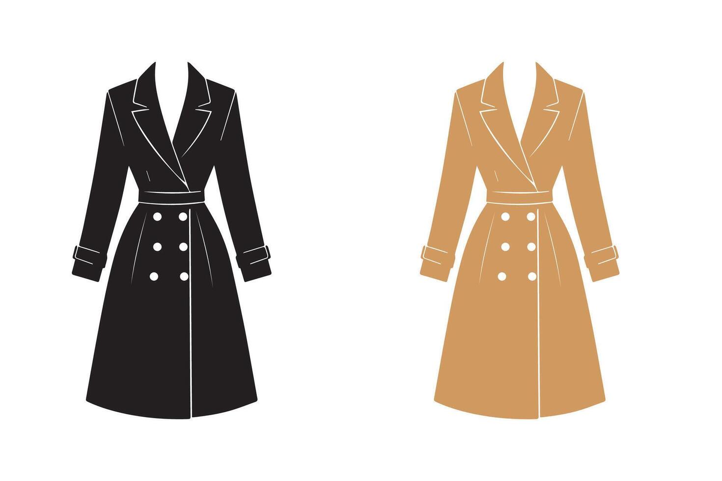 Women Long Suit, Coat or Jacket silhouette art work vector