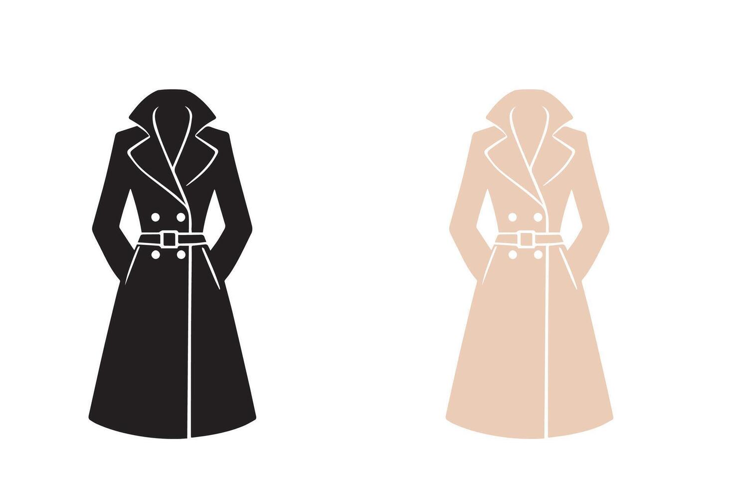 Women Long Suit, Coat silhouette Illustration art vector