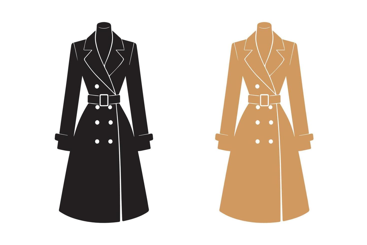 Women Long Suit, Coat or Jacket silhouette vector