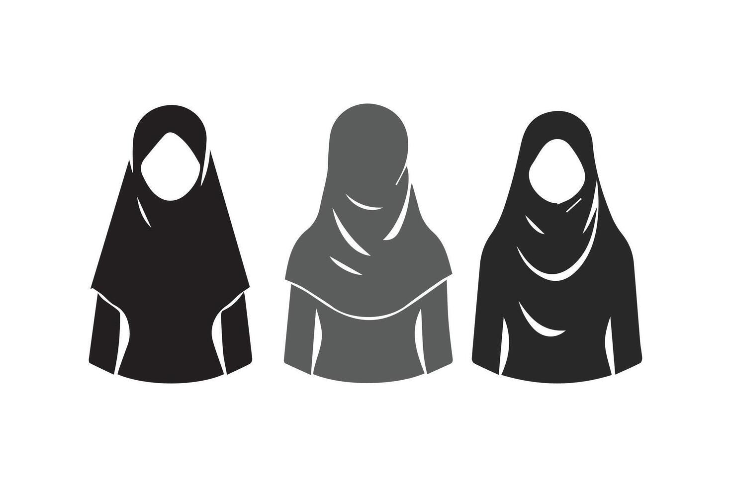 Hijab silhouette icon women's Veil clothing vector